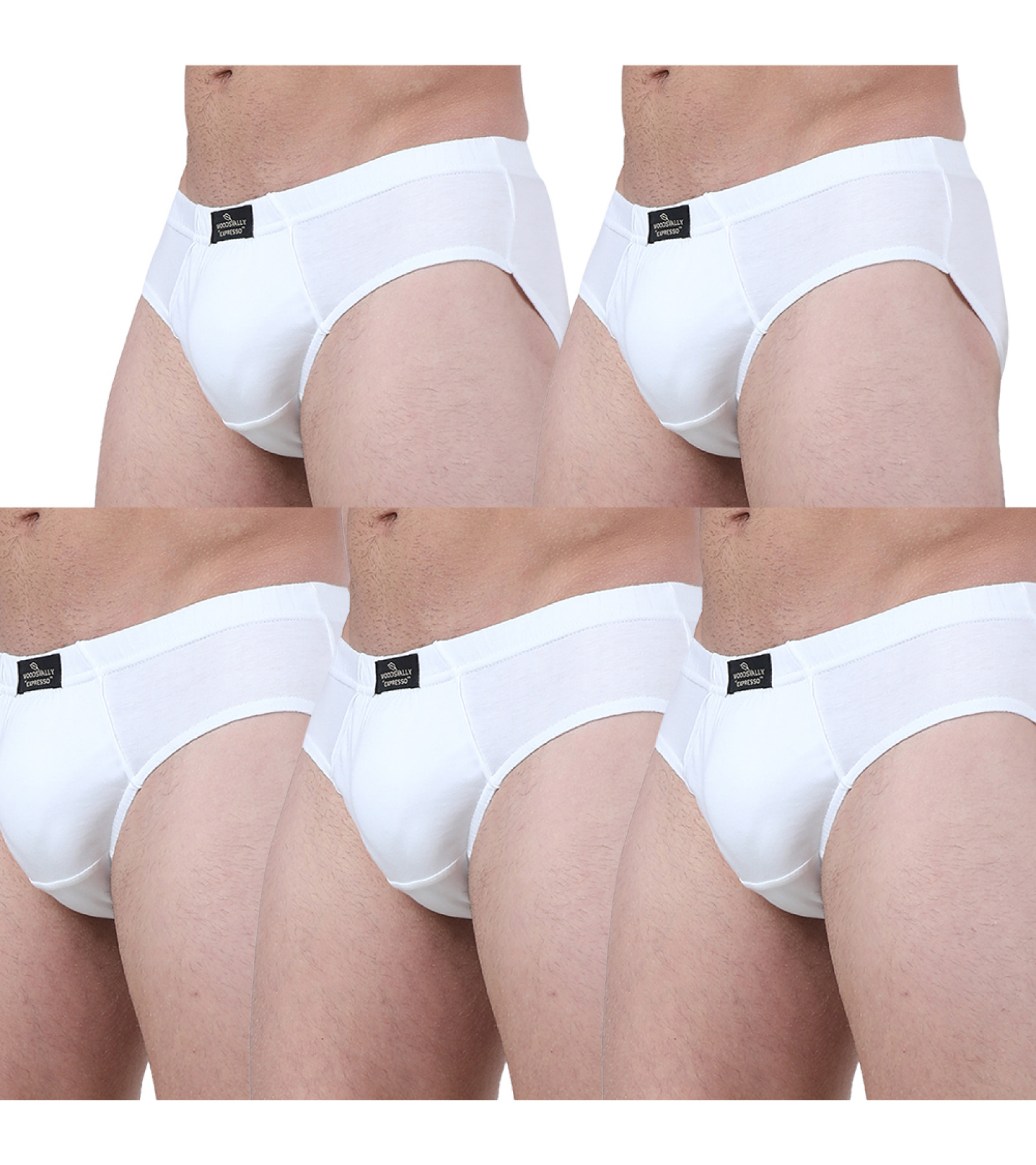 Men's Cotton Brief Combo Pack of 5 White | Inner Elastic Waistband